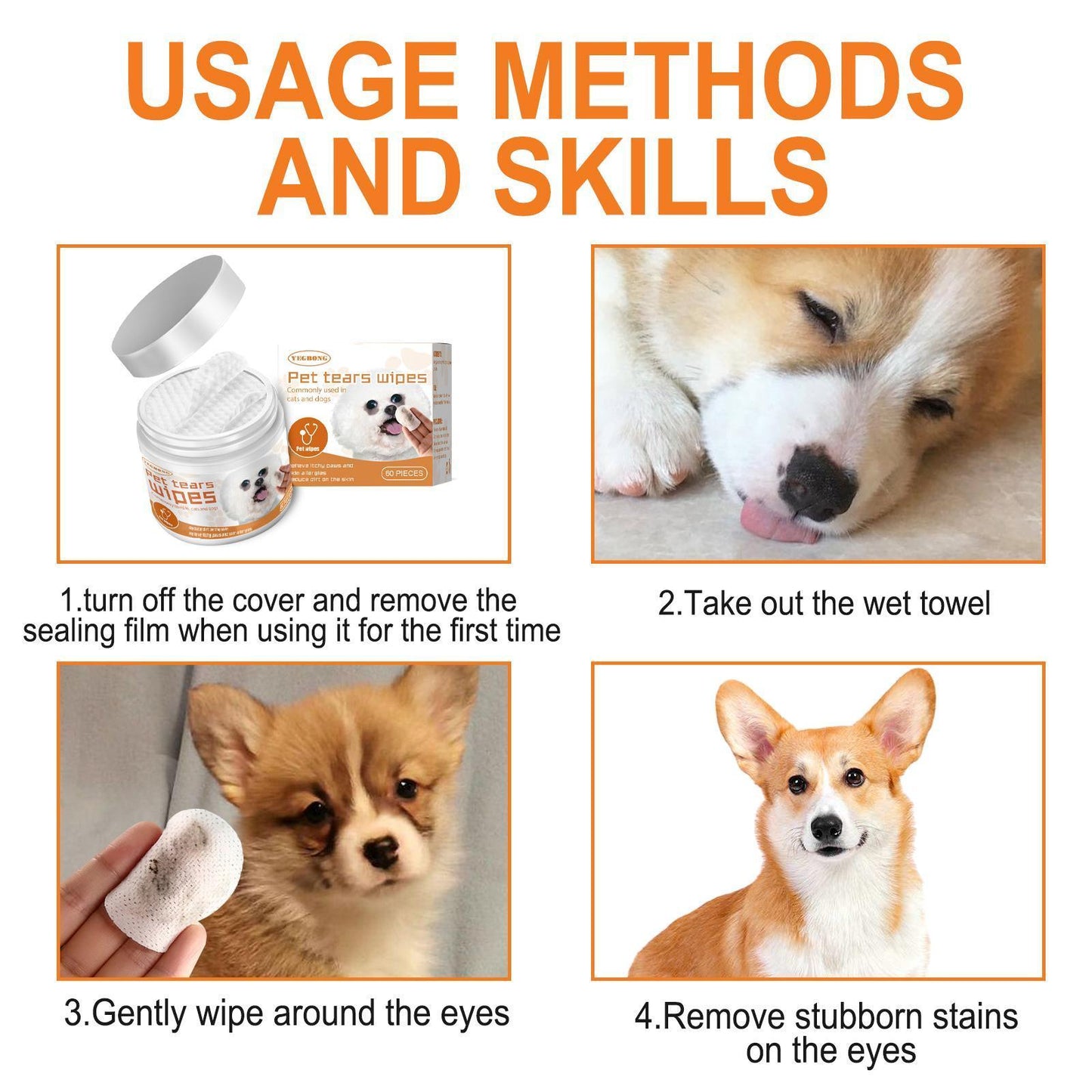 Yegebang Pet Wipes For Cleaning Dogs And Cats Tear Stains Eye Cleaning Wipes Eye Dirt Cotton Pads